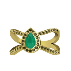 Kök zümrüt ve peridot 925 ayar altın kaplama gümüş yüzük