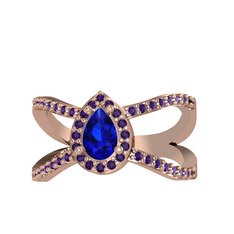 Aero Damla Taşlı Yüzük - Lab safir ve ametist 14 ayar rose altın yüzük #ux5asc