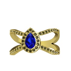 Lab safir ve peridot 14 ayar altın yüzük
