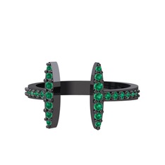 Fawn Yüzük - Yeşil kuvars 925 ayar siyah rodyum kaplama gümüş yüzük #1lhnfbi