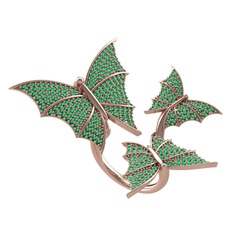 Diana Kelebek Yüzük - Yeşil kuvars 925 ayar rose altın kaplama gümüş yüzük #1waqiph