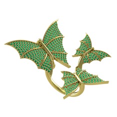 Diana Kelebek Yüzük - Yeşil kuvars 925 ayar altın kaplama gümüş yüzük #ztuqoz