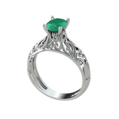 Aerin Tektaş Yüzük - Kök zümrüt 8 ayar beyaz altın yüzük #16ojt2o