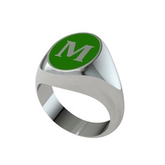 8 ayar beyaz altın yüzük (Yeşil mineli)