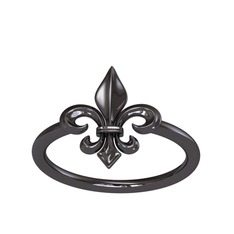 Fleur De Lis Yüzük - 925 ayar siyah rodyum kaplama gümüş yüzük #8byvpz