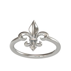 Fleur De Lis Yüzük - 14 ayar beyaz altın yüzük #xretwr