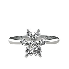 Swarovski 18 ayar beyaz altın yüzük