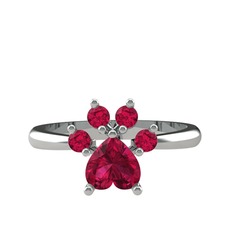 Rodolit garnet 14 ayar beyaz altın yüzük