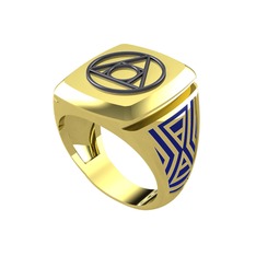 Runa Felsefe Taşı Yüzük - 925 ayar siyah rodyum kaplama gümüş yüzük (Lacivert mineli) #10391wv