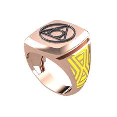 Runa Felsefe Taşı Yüzük - 925 ayar siyah rodyum kaplama gümüş yüzük (Sarı mineli) #12cafhw