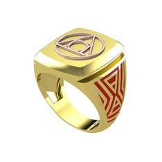 Runa Felsefe Taşı Yüzük - 14 ayar rose altın yüzük (Kırmızı mineli) #148cjdd