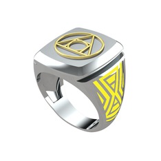 Runa Felsefe Taşı Yüzük - 14 ayar altın yüzük (Sarı mineli) #15b1ak5