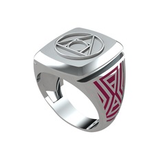 8 ayar beyaz altın yüzük (Bordo kırmızı mineli)