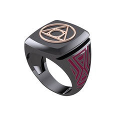 925 ayar rose altın kaplama gümüş yüzük (Bordo kırmızı mineli)