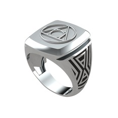 8 ayar beyaz altın yüzük (Siyah mineli)