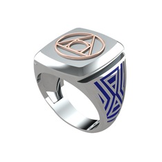 14 ayar rose altın yüzük (Lacivert mineli)