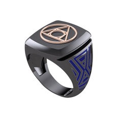 18 ayar rose altın yüzük (Lacivert mineli)