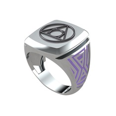 Runa Felsefe Taşı Yüzük - 925 ayar siyah rodyum kaplama gümüş yüzük (Menekşe mineli) #1nqyuxd