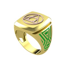 8 ayar rose altın yüzük (Yeşil mineli)