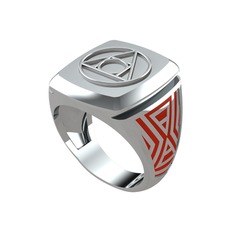 8 ayar beyaz altın yüzük (Kırmızı mineli)