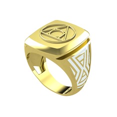 Runa Felsefe Taşı Yüzük - 18 ayar altın yüzük (Beyaz mineli) #3omr88