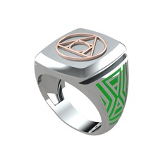 Runa Felsefe Taşı Yüzük - 925 ayar rose altın kaplama gümüş yüzük (Yeşil mineli) #6h4d1l