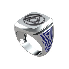 925 ayar siyah rodyum kaplama gümüş yüzük (Lacivert mineli)