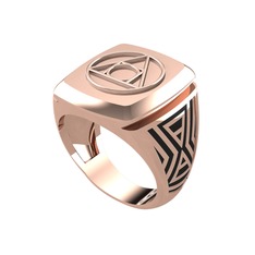 Runa Felsefe Taşı Yüzük - 14 ayar rose altın yüzük (Siyah mineli) #8xne2f