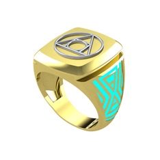 8 ayar beyaz altın yüzük (Turkuaz mineli)