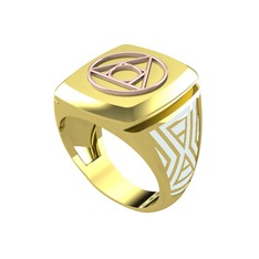 Runa Felsefe Taşı Yüzük - 18 ayar rose altın yüzük (Beyaz mineli) #eucbiw