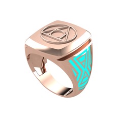 18 ayar rose altın yüzük (Turkuaz mineli)