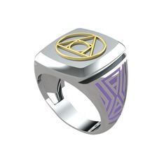 Runa Felsefe Taşı Yüzük - 14 ayar altın yüzük (Menekşe mineli) #g20x0k