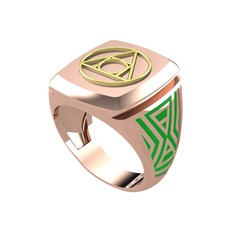 Runa Felsefe Taşı Yüzük - 18 ayar altın yüzük (Yeşil mineli) #ohymi4