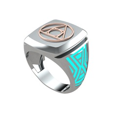 925 ayar rose altın kaplama gümüş yüzük (Turkuaz mineli)