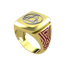 Runa Felsefe Taşı Yüzük - 18 ayar beyaz altın yüzük (Bordo kırmızı mineli) #utnmfl