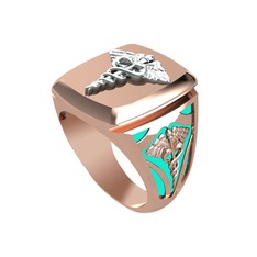 14 ayar beyaz altın yüzük (Turkuaz mineli)