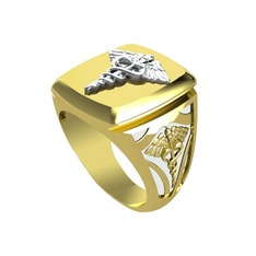 Runa Caduceus Yüzük - 8 ayar beyaz altın yüzük (Beyaz mineli) #13ouzoi