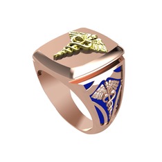 925 ayar altın kaplama gümüş yüzük (Lacivert mineli)