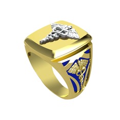 8 ayar beyaz altın yüzük (Lacivert mineli)