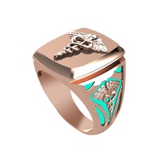 925 ayar rose altın kaplama gümüş yüzük (Turkuaz mineli)