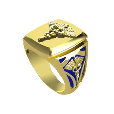 Runa Caduceus Yüzük - 18 ayar altın yüzük (Lacivert mineli) #1v1jdyf