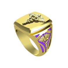 925 ayar altın kaplama gümüş yüzük (Menekşe mineli)