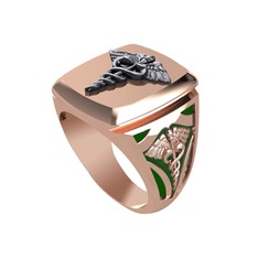 925 ayar siyah rodyum kaplama gümüş yüzük (Yeşil mineli)