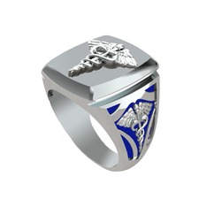 14 ayar beyaz altın yüzük (Lacivert mineli)