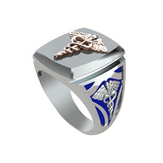 Runa Caduceus Yüzük - 8 ayar rose altın yüzük (Lacivert mineli) #45jzl6