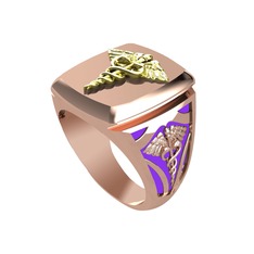 Runa Caduceus Yüzük - 8 ayar altın yüzük (Menekşe mineli) #4nrpto