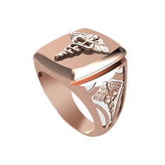 Runa Caduceus Yüzük - 925 ayar rose altın kaplama gümüş yüzük (Beyaz mineli) #88zgnn