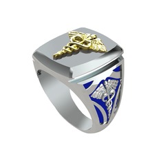 925 ayar altın kaplama gümüş yüzük (Lacivert mineli)