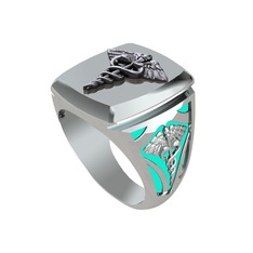 925 ayar siyah rodyum kaplama gümüş yüzük (Turkuaz mineli)