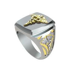 Runa Caduceus Yüzük - 8 ayar altın yüzük (Sarı mineli) #n8qeo1